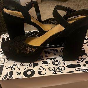 Black Platform Sandals with Lace